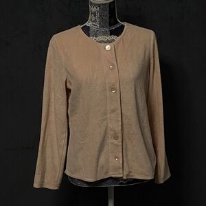 J Jill Velour Cardigan Sweater Top Women Medium Petite Pink Button Down Girl Era